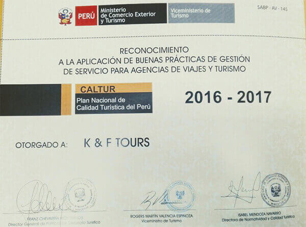 Reconomiciento de Calidad Turística 2016-PROMPERÚ