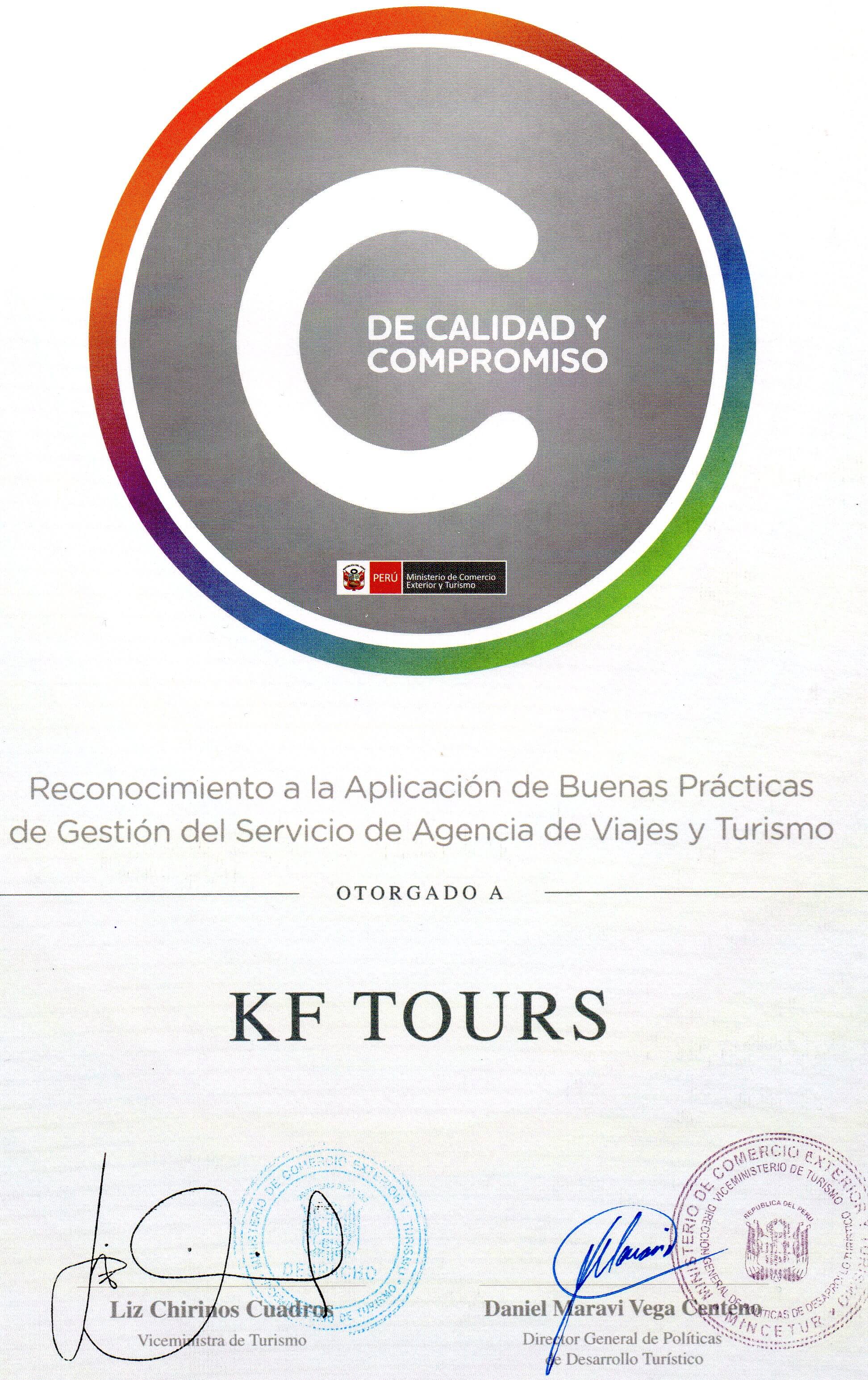 Reconomiciento de Calidad Turística 2017-PROMPERÚ-NIVEL PLATA