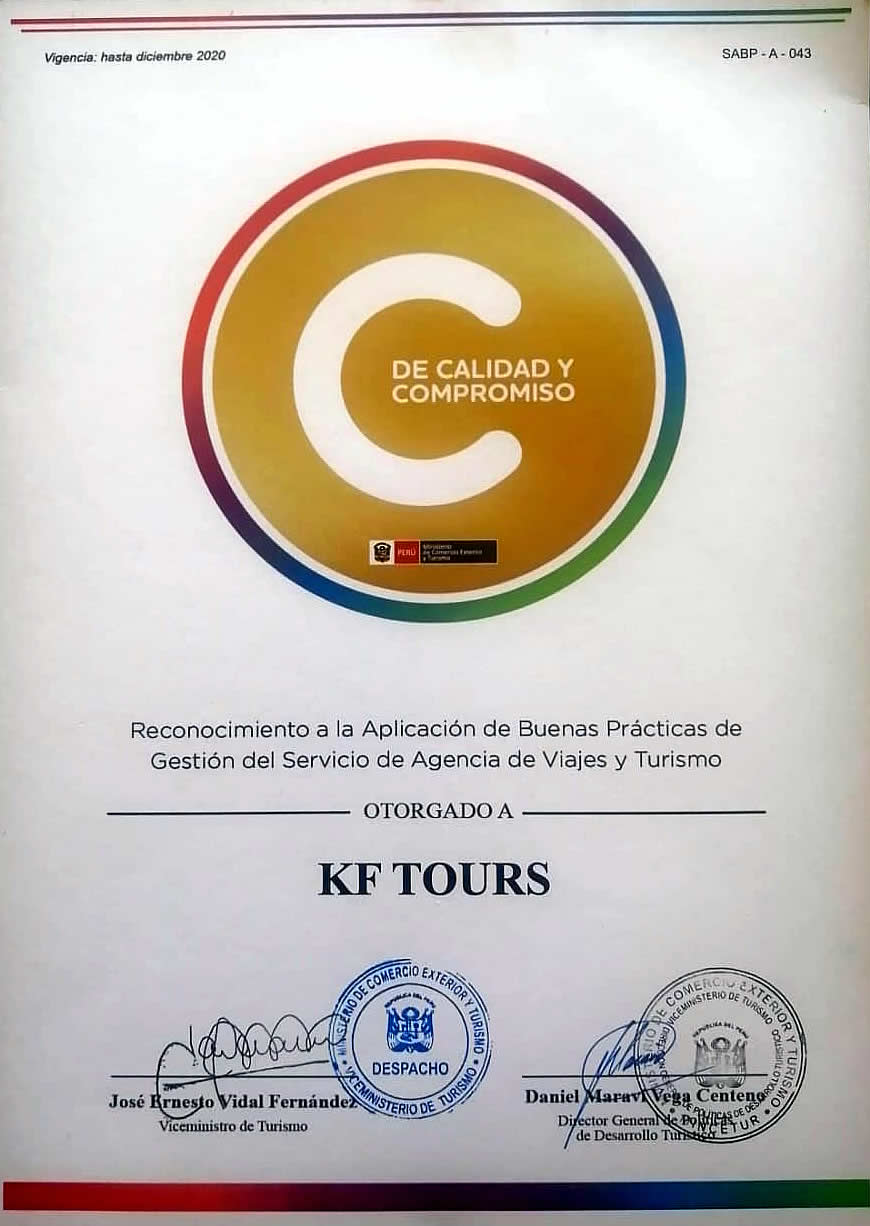 Reconomiciento de Calidad Turística 2017-PROMPERÚ-NIVEL ORO
