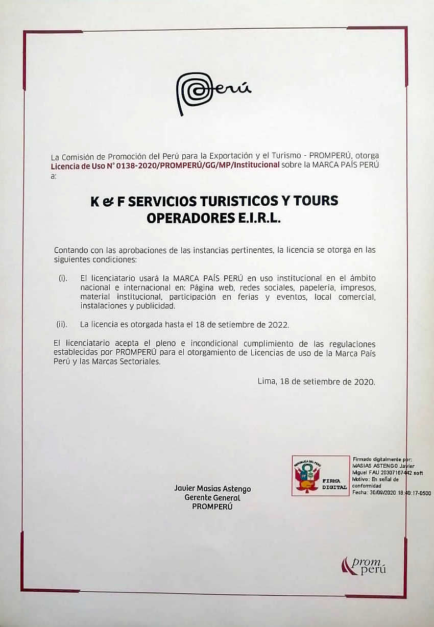 Nombramiento como Licenciatarios de la Marca Perú 2020-2022
